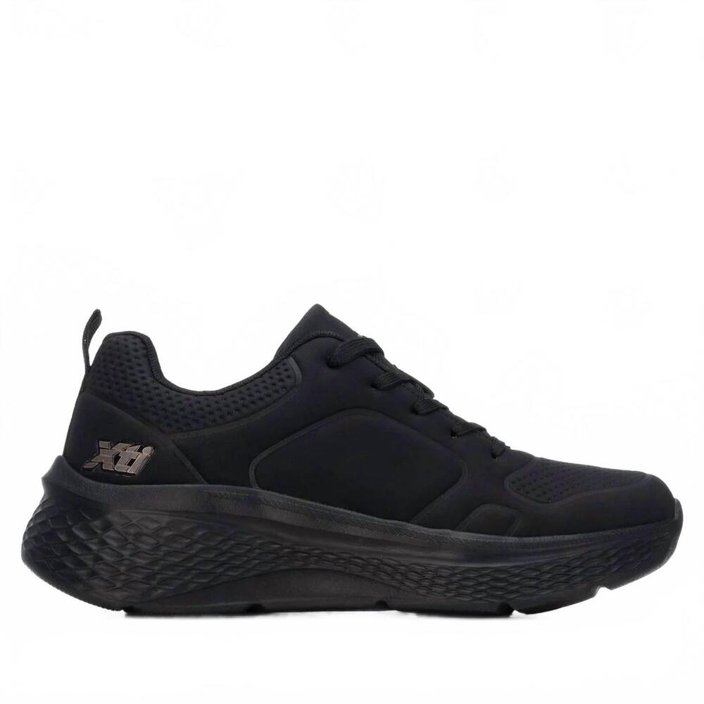 NEW XTI women's casual mini wedge lace-up sneakers in black